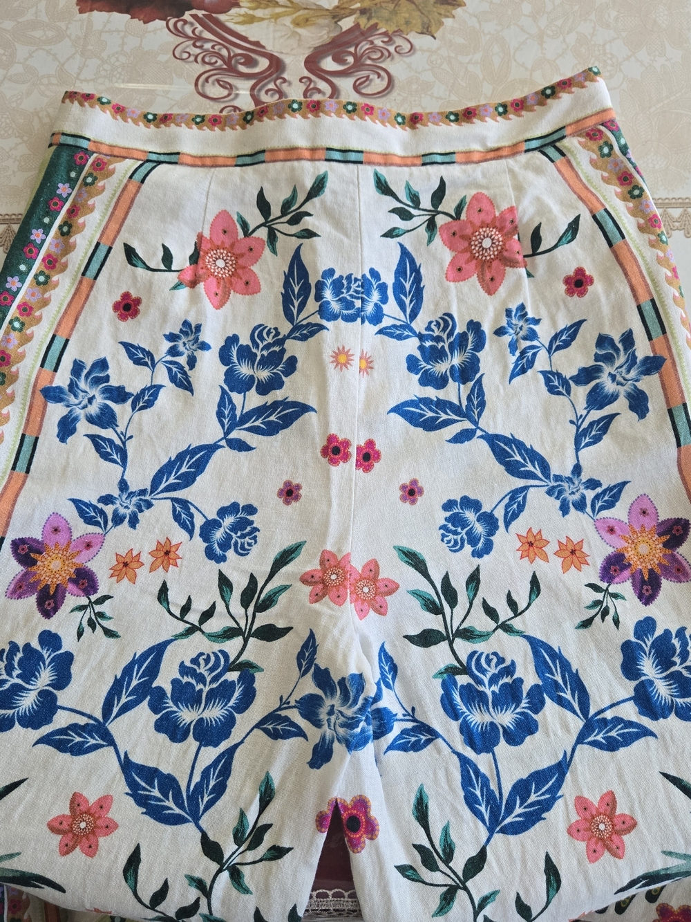 House of Harlow 1960 Wide Leg Pants Womens Size 8 Cream Multicolor Floral Boho - Picture 6 of 13